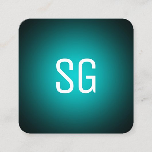 Soft Spot - Initialen - Cyan auf schwarz Quadratische Visitenkarte (Vorderseite)