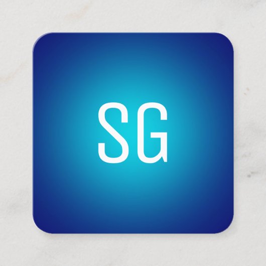 Soft Spot - Initialen - Cyan on Deep Navy Quadratische Visitenkarte (Vorderseite)