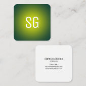 Soft Spot - Initialen - Gelb auf dunkelgrün Quadratische Visitenkarte (Vorne/Hinten)