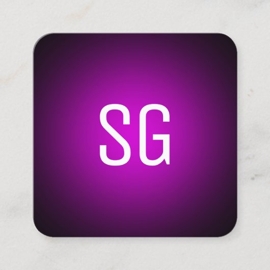 Soft Spot - Initialen - Magenta auf schwarz Quadratische Visitenkarte (Vorderseite)