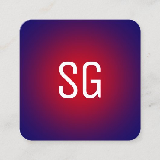 Soft Spot - Initialen - Red on Deep Navy Quadratische Visitenkarte (Vorderseite)