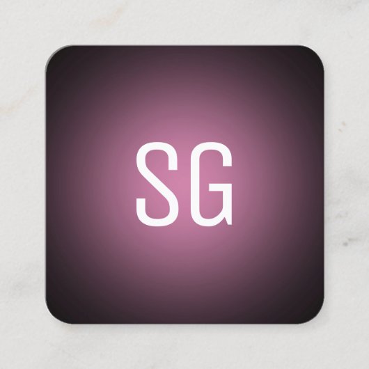 Soft Spot - Initialen - Rosa auf Schwarz Quadratische Visitenkarte (Vorderseite)