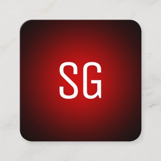 Soft Spot - Initialen - Rot auf Schwarz Quadratische Visitenkarte (Vorderseite)