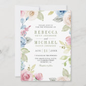 Soft Spring Floral Foto Collage QR Code Hochzeit Einladung (Vorderseite)