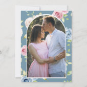 Soft Spring Floral Foto Dusty Blue Wedding Save The Date (Rückseite)