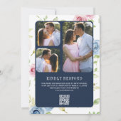 Soft Spring Floral Navy Blue QR Code Hochzeit Einladung (Rückseite)