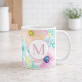 Soft Spring Floral Watercolor Monogram Kaffeetasse