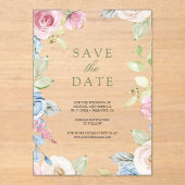 Soft Spring Floral Wedding Save the Date Acryleinladungen (Vorderseite)