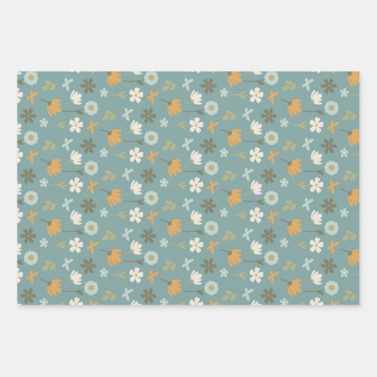 Soft Spring Hues Floral Bunny Set 3 Geschenkpapier Set (Vorderseite 2)