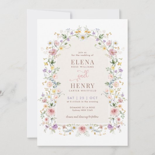 Soft Spring Wildblume Märchenhaftes Hochzeitsfest  Einladung (Vorderseite)