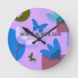 Soft & Steady Floral Butterfly Wall Clock Runde Wanduhr