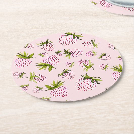 Soft Strawberries - Berry Sweet Runder Pappuntersetzer (Angewinkelt)