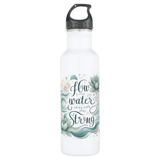 Soft Strength Quote in Flowing Water Design Edelstahlflasche (Vorderseite)