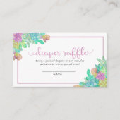 Soft Succulate & Cacti Girl Diaper Raffle Card Begleitkarte (Vorderseite)