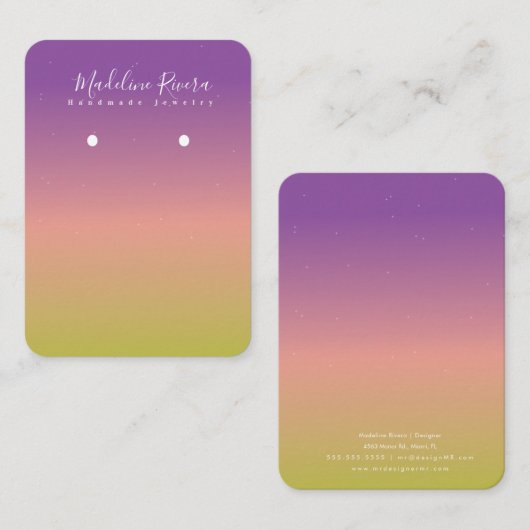 Soft Sun Gradient Handmade Earring Display Card Telefonnummerkarte (Vorne/Hinten)