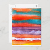 Soft Sun Play Beach Sunset Ocean Wave Art Postkarte (Vorne/Hinten)