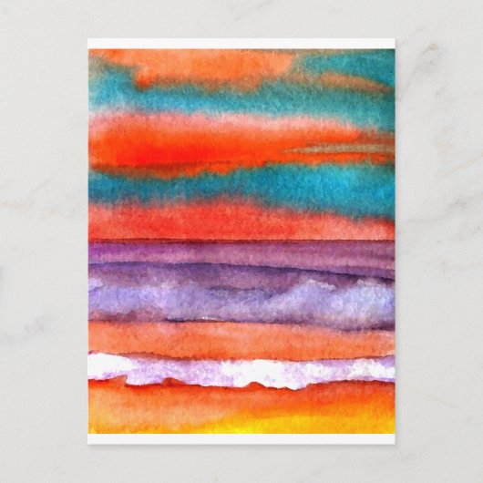 Soft Sun Play Beach Sunset Ocean Wave Art Postkarte (Vorderseite)