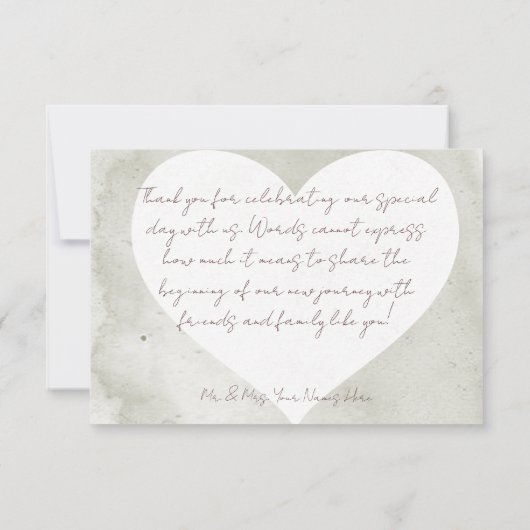 Soft Sunflowers Boho Heart Wedding Danke Karte (Rückseite)