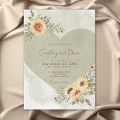 Soft Sunflowers Boho Heart Wedding Einladung