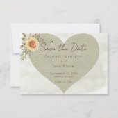 Soft Sunflowers Boho Heart Wedding Save The Date (Vorderseite)