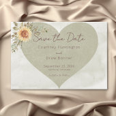 Soft Sunflowers Boho Heart Wedding Save The Date