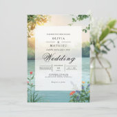 Soft Sunlight Botanical Romance Wedding Einladung (Stehend Vorderseite)