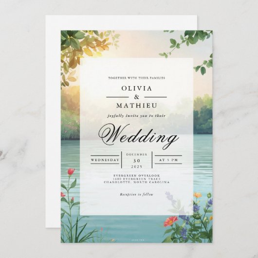 Soft Sunlight Botanical Romance Wedding Einladung (Vorne/Hinten)