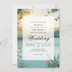 Soft Sunlight Botanical Romance Wedding Einladung