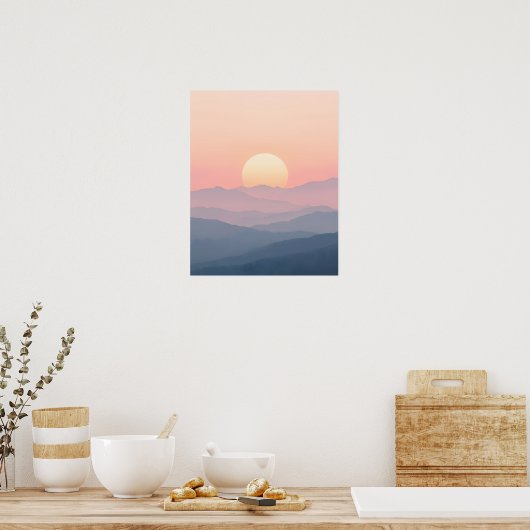 Soft Sunrise Mountain Wall Art Poster (Küche)