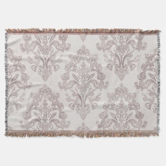 Soft Taupe Damask Watercolor Classic Floral Decke (Vorderseite)