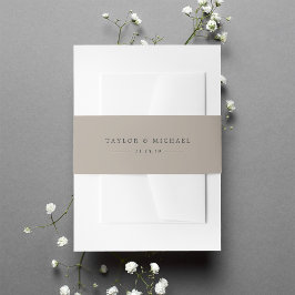 Soft Taupe Personalisiert Wedding Einladungsbanderole