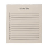 Soft Taupe To Do List Minimalist Teacher Simple Notizblock (Vorderseite)