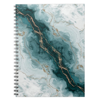 Soft Teal Marble Notebook with Gold River Veins Notizblock