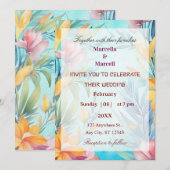 Soft Teal Watercolor Floral Frame Einladung (Vorne/Hinten)