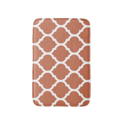 Soft Terracotta Marokkanisch Trellis Quatrefoil Badematte (Vorderseite Vertikal)