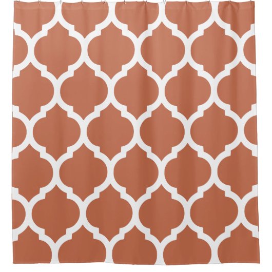 Soft Terracotta Marokkanisch Trellis Quatrefoil Duschvorhang (Vorderseite)