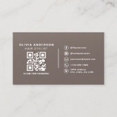 Soft Touch Mattes Neutrales QR-Code-Haarstylist Visitenkarte (Rückseite)