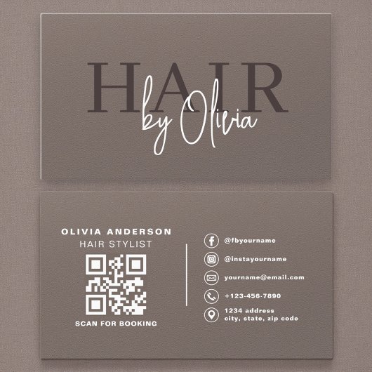Soft Touch Mattes Neutrales QR-Code-Haarstylist Visitenkarte
