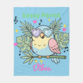Soft Tropical "Sassy Parrot Vibes" Herzsonne Fleecedecke (Vorderseite)