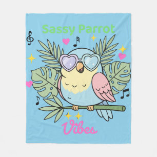 Soft Tropical "Sassy Parrot Vibes" Herzsonne Fleecedecke