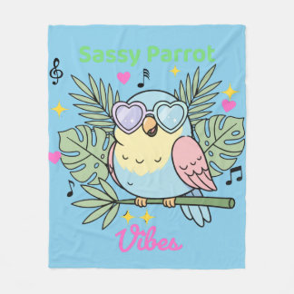 Soft Tropical "Sassy Parrot Vibes" Herzsonne Fleecedecke