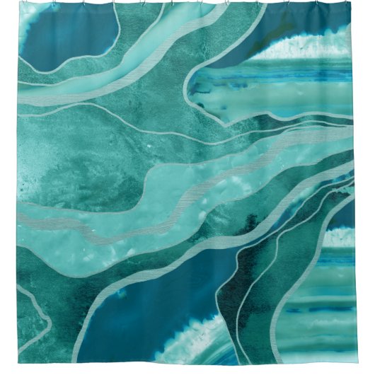 Soft Turquoise Aquamarin Marble Agate Glam #1 #dec Duschvorhang (Vorderseite)