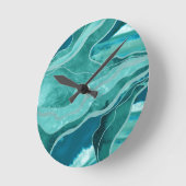 Soft Turquoise Aquamarin Marble Agate Glam #1 #dec Runde Wanduhr (Winkel)
