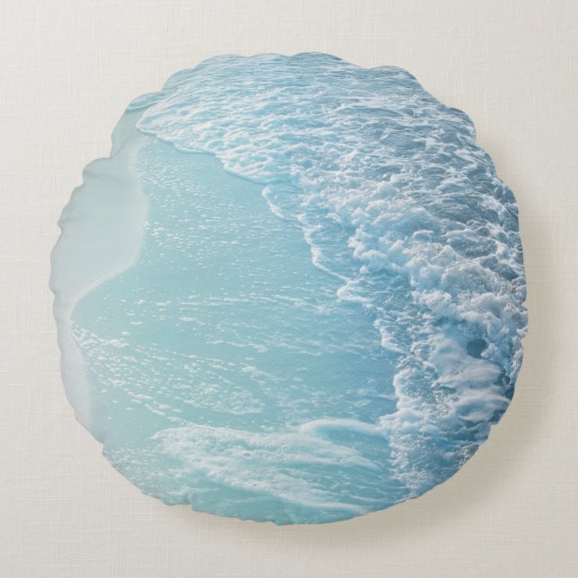 Soft Turquoise Ocean Dream Waves #2 #water #decor  Rundes Kissen (Vorderseite)