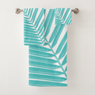 Soft Turquoise Palm Leaf Dream #2 #tropic #wall  Badhandtuch Set