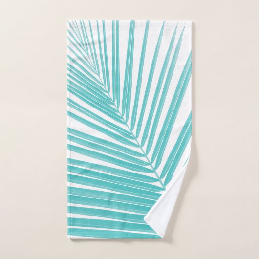Soft Turquoise Palm Leaf Dream #2 #tropic #wall Badhandtuch Set (Handtuch)