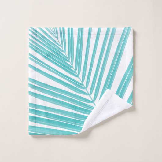 Soft Turquoise Palm Leaf Dream #2 #tropic #wall  Badhandtuch Set (Waschlappen)