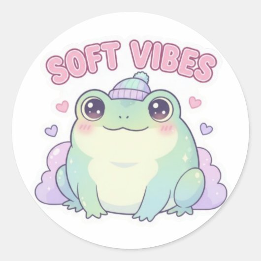 Soft Vibes Frosch Aufkleber Süßer lächelnder Frosc (Vorderseite)
