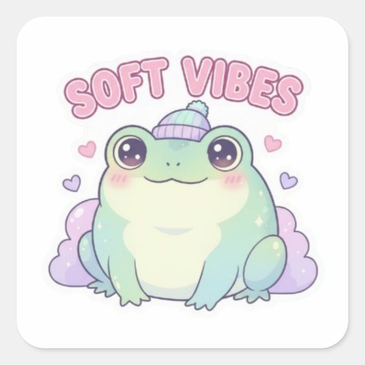 Soft Vibes Frosch Aufkleber Süßer lächelnder Frosc (Vorderseite)