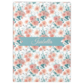 Soft Vintage Spring Pink Floral Personalized Klemmbrett (Rückseite)